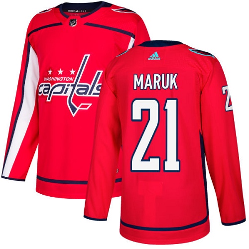 Men's Adidas Washington Capitals #21 Dennis Maruk Authentic Red Home NHL Jersey
