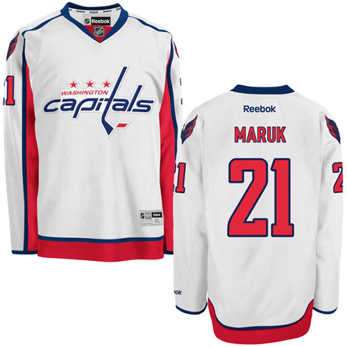 Men's Reebok Washington Capitals #21 Dennis Maruk Authentic White Away NHL Jersey
