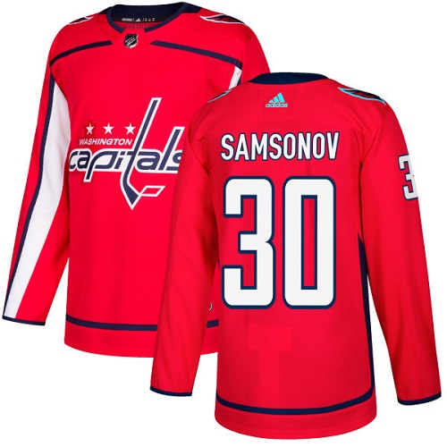 Men's Adidas Washington Capitals #30 Ilya Samsonov Authentic Red Home NHL Jersey