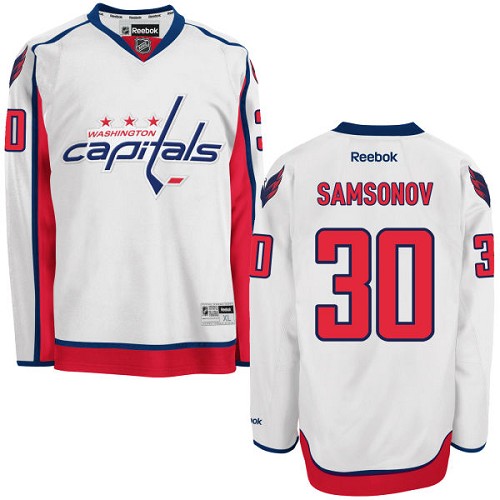 Men's Reebok Washington Capitals #30 Ilya Samsonov Authentic White Away NHL Jersey