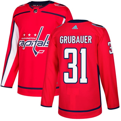 Men's Adidas Washington Capitals #31 Philipp Grubauer Authentic Red Home NHL Jersey
