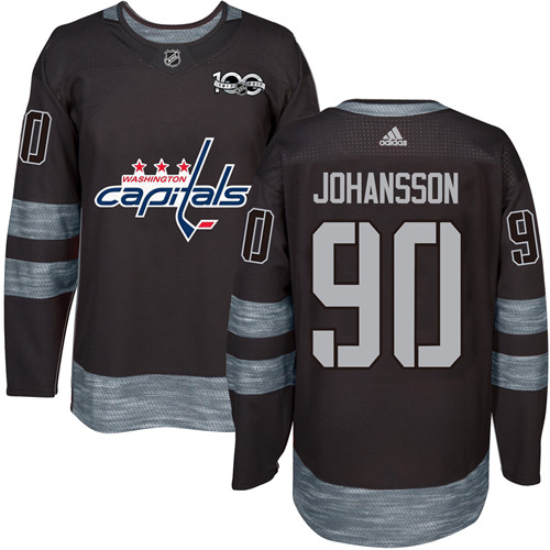 Men's Adidas Washington Capitals #90 Marcus Johansson Premier Black 1917-2017 100th Anniversary NHL Jersey