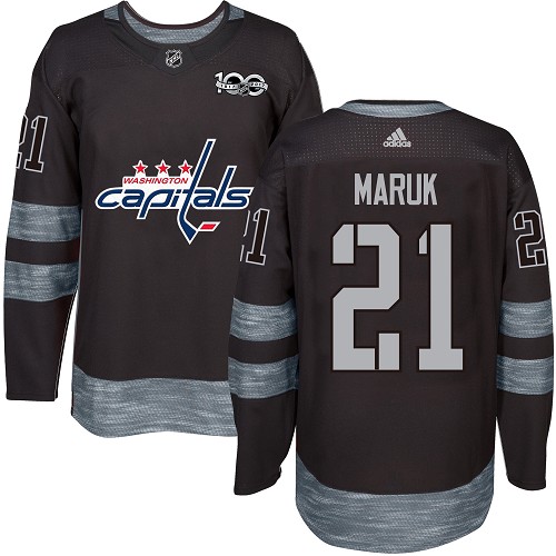 Men's Adidas Washington Capitals #21 Dennis Maruk Authentic Black 1917-2017 100th Anniversary NHL Jersey