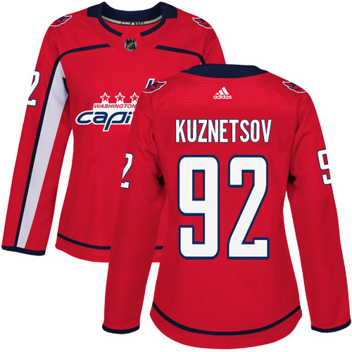 Women's Adidas Washington Capitals #92 Evgeny Kuznetsov Authentic Red Home NHL Jersey