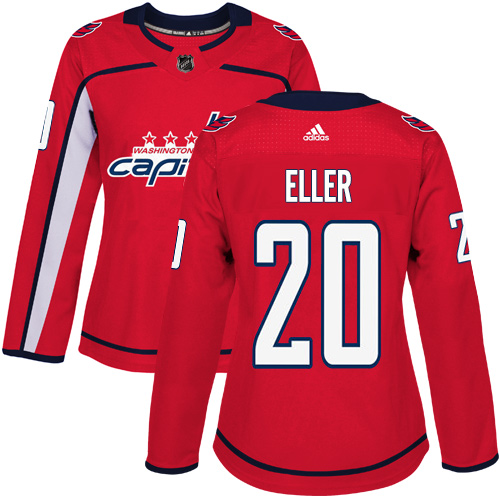 Women's Adidas Washington Capitals #20 Lars Eller Premier Red Home NHL Jersey