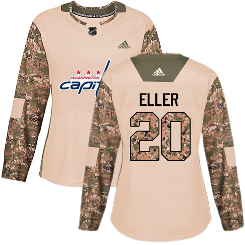Women's Adidas Washington Capitals #20 Lars Eller Authentic Camo Veterans Day Practice NHL Jersey