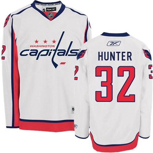 Youth Reebok Washington Capitals #32 Dale Hunter Authentic White Away NHL Jersey