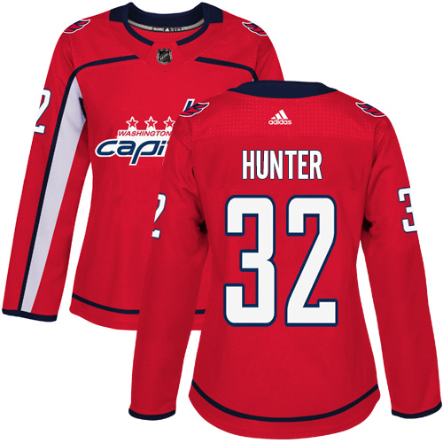 Women's Adidas Washington Capitals #32 Dale Hunter Authentic Red Home NHL Jersey