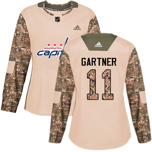 Women's Adidas Washington Capitals #11 Mike Gartner Authentic Camo Veterans Day Practice NHL Jersey