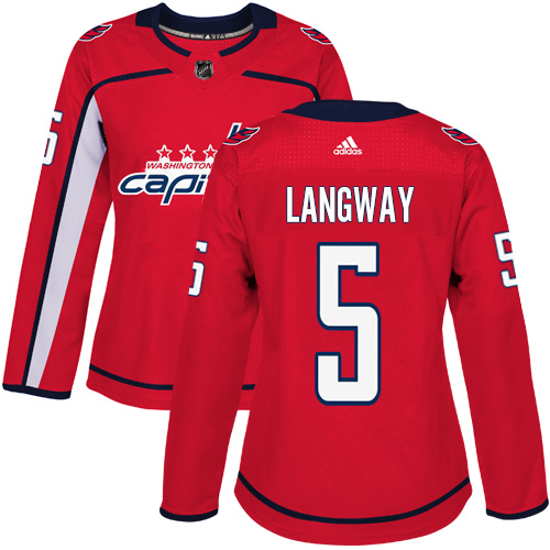 Women's Adidas Washington Capitals #5 Rod Langway Premier Red Home NHL Jersey