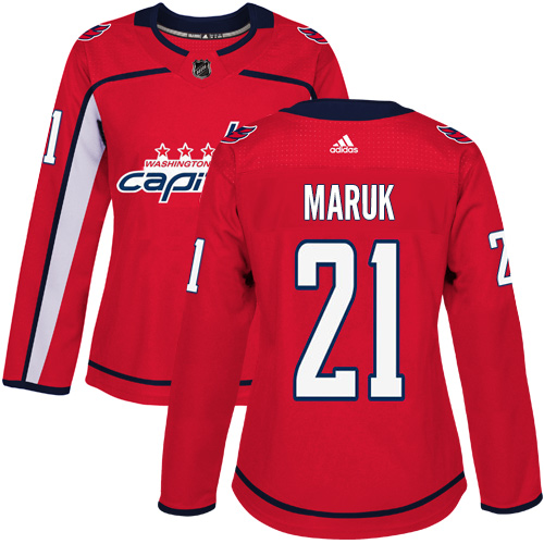 Women's Adidas Washington Capitals #21 Dennis Maruk Premier Red Home NHL Jersey
