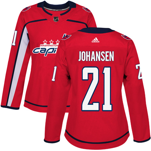 Women's Adidas Washington Capitals #21 Lucas Johansen Authentic Red Home NHL Jersey