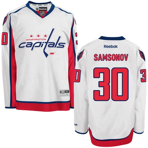 Youth Reebok Washington Capitals #30 Ilya Samsonov Authentic White Away NHL Jersey