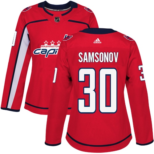 Women's Adidas Washington Capitals #30 Ilya Samsonov Premier Red Home NHL Jersey