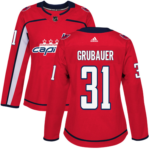 Women's Adidas Washington Capitals #31 Philipp Grubauer Authentic Red Home NHL Jersey