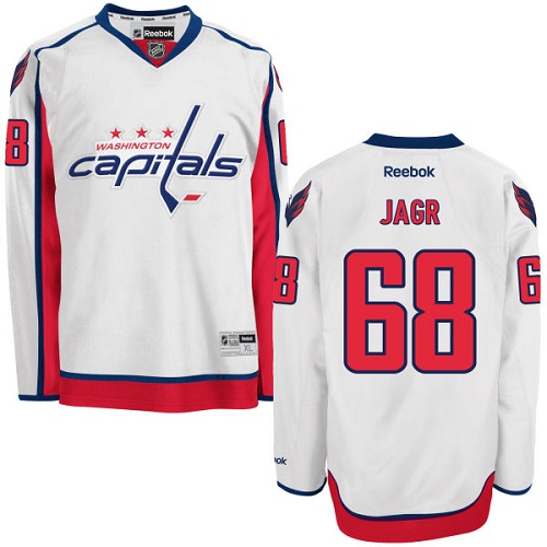 Men's Reebok Washington Capitals #68 Jaromir Jagr Authentic White Away NHL Jersey