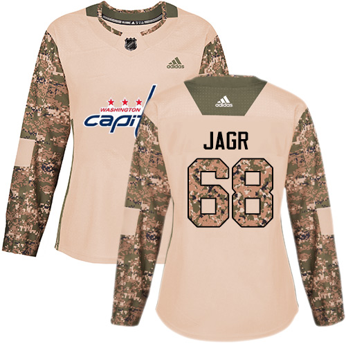 Women's Adidas Washington Capitals #68 Jaromir Jagr Authentic Camo Veterans Day Practice NHL Jersey