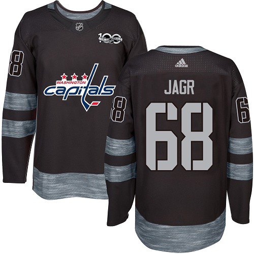 Men's Adidas Washington Capitals #68 Jaromir Jagr Premier Black 1917-2017 100th Anniversary NHL Jersey