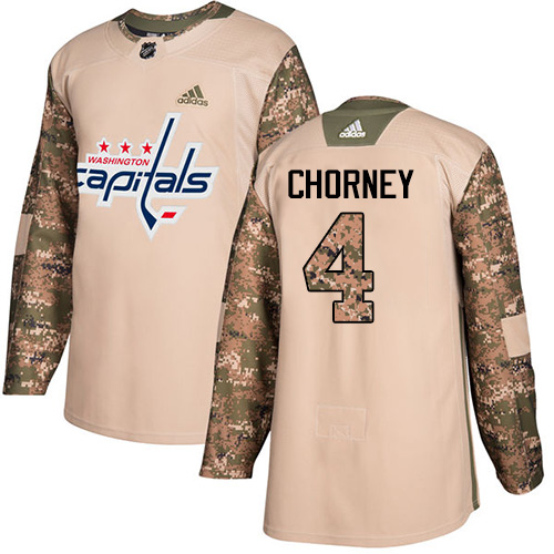 Men's Adidas Washington Capitals #4 Taylor Chorney Authentic Camo Veterans Day Practice NHL Jersey