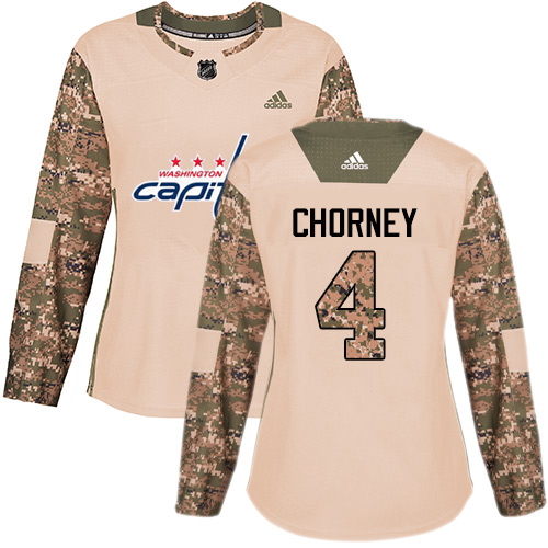 Women's Adidas Washington Capitals #4 Taylor Chorney Authentic Camo Veterans Day Practice NHL Jersey