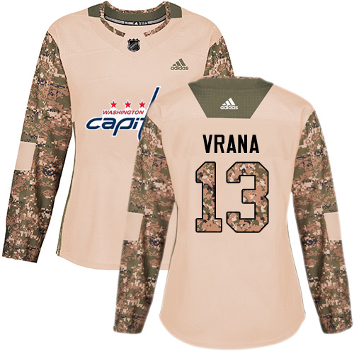 Women's Adidas Washington Capitals #13 Jakub Vrana Authentic Camo Veterans Day Practice NHL Jersey