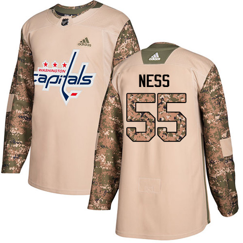 Youth Adidas Washington Capitals #55 Aaron Ness Authentic Camo Veterans Day Practice NHL Jersey