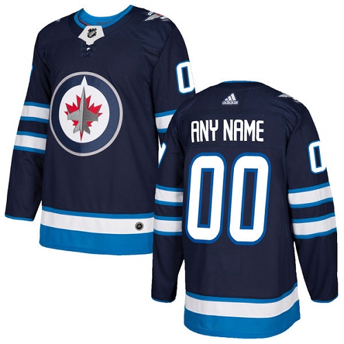 Men's Adidas Winnipeg Jets Customized Authentic Navy Blue Home NHL Jersey