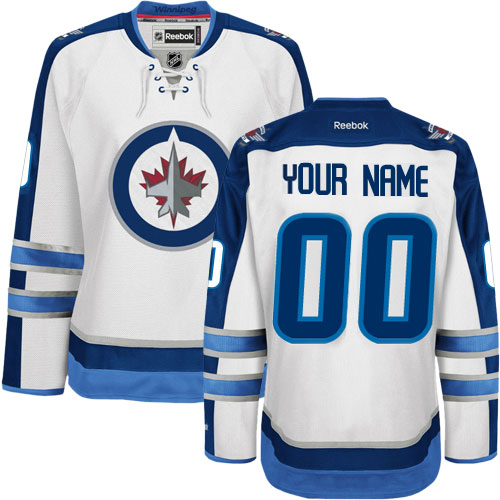 Men's Reebok Winnipeg Jets Customized Premier White Away NHL Jersey