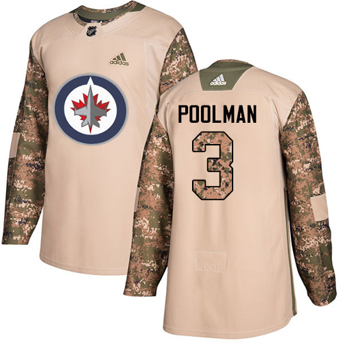 Men's Adidas Winnipeg Jets #3 Tucker Poolman Authentic Camo Veterans Day Practice NHL Jersey