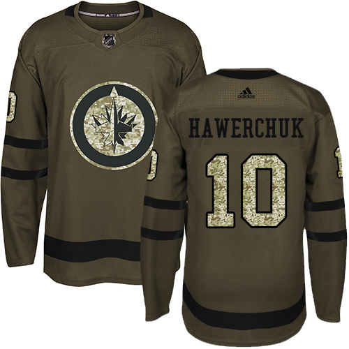 Men's Adidas Winnipeg Jets #10 Dale Hawerchuk Premier Green Salute to Service NHL Jersey