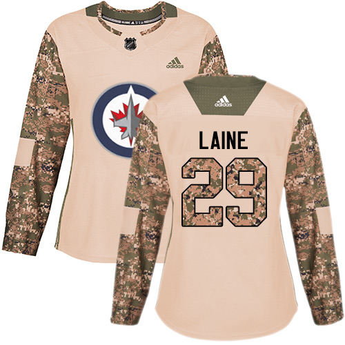 Women's Adidas Winnipeg Jets #29 Patrik Laine Authentic Camo Veterans Day Practice NHL Jersey