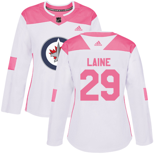 Women's Adidas Winnipeg Jets #29 Patrik Laine Authentic White/Pink Fashion NHL Jersey