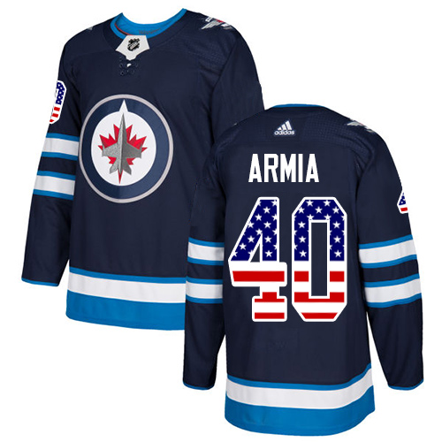 Men's Adidas Winnipeg Jets #40 Joel Armia Authentic Navy Blue USA Flag Fashion NHL Jersey