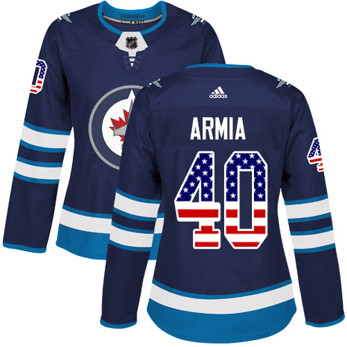 Women's Adidas Winnipeg Jets #40 Joel Armia Authentic Navy Blue USA Flag Fashion NHL Jersey