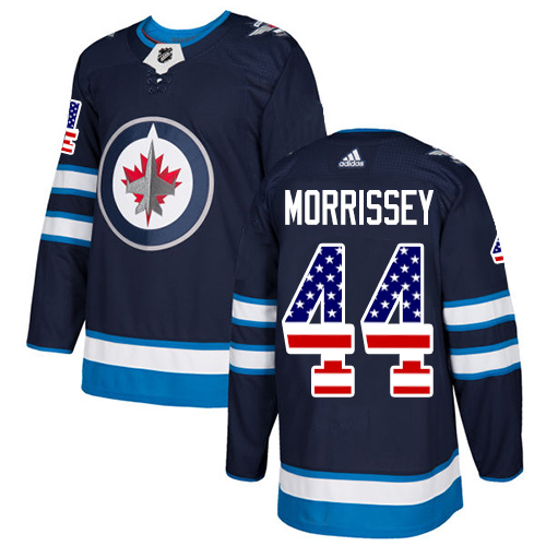 Men's Adidas Winnipeg Jets #44 Josh Morrissey Authentic Navy Blue USA Flag Fashion NHL Jersey