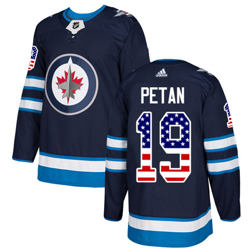 Men's Adidas Winnipeg Jets #19 Nic Petan Authentic Navy Blue USA Flag Fashion NHL Jersey