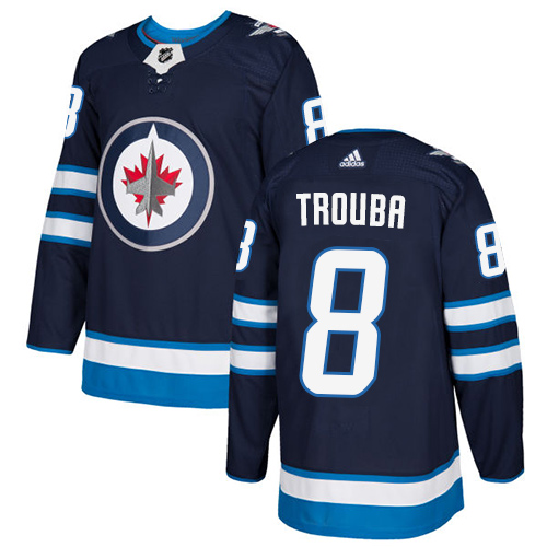 Men's Adidas Winnipeg Jets #8 Jacob Trouba Premier Navy Blue Home NHL Jersey