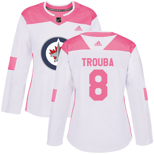 Women's Adidas Winnipeg Jets #8 Jacob Trouba Authentic White/Pink Fashion NHL Jersey