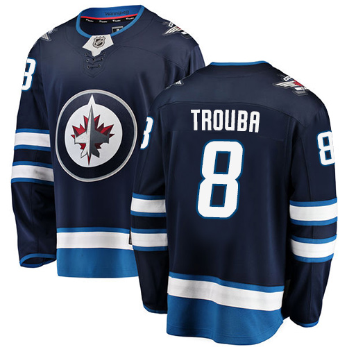 Men's Winnipeg Jets #8 Jacob Trouba Fanatics Branded Navy Blue Home Breakaway NHL Jersey
