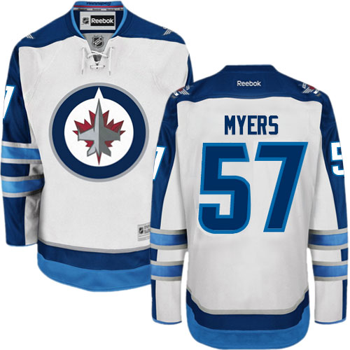 Men's Reebok Winnipeg Jets #57 Tyler Myers Authentic White Away NHL Jersey