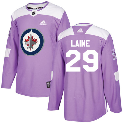 Men's Adidas Winnipeg Jets #29 Patrik Laine Authentic Purple Fights Cancer Practice NHL Jersey