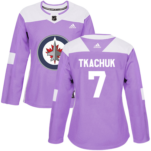 Women's Adidas Winnipeg Jets #7 Keith Tkachuk Authentic Purple Fights Cancer Practice NHL Jersey