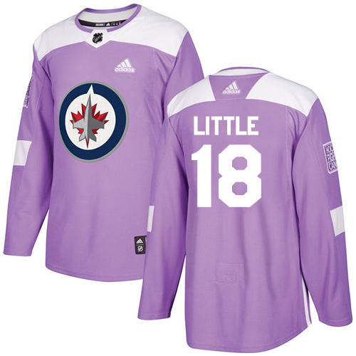 Youth Adidas Winnipeg Jets #18 Bryan Little Authentic Purple Fights Cancer Practice NHL Jersey