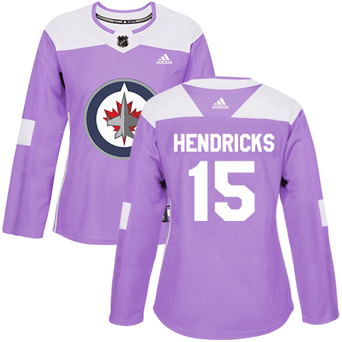 Women's Adidas Winnipeg Jets #15 Matt Hendricks Authentic Purple Fights Cancer Practice NHL Jersey