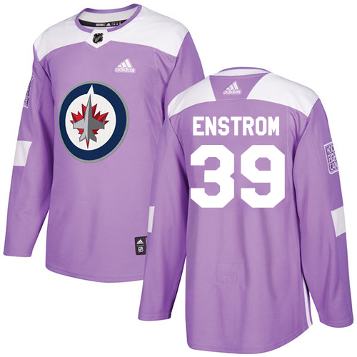 Men's Adidas Winnipeg Jets #39 Tobias Enstrom Authentic Purple Fights Cancer Practice NHL Jersey
