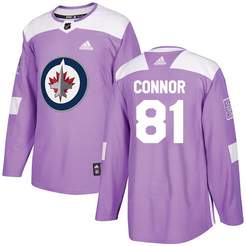 Men's Adidas Winnipeg Jets #81 Kyle Connor Authentic Purple Fights Cancer Practice NHL Jersey