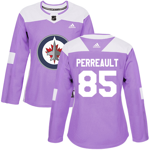Women's Adidas Winnipeg Jets #85 Mathieu Perreault Authentic Purple Fights Cancer Practice NHL Jersey