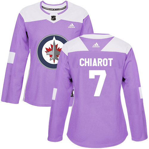 Women's Adidas Winnipeg Jets #7 Ben Chiarot Authentic Purple Fights Cancer Practice NHL Jersey