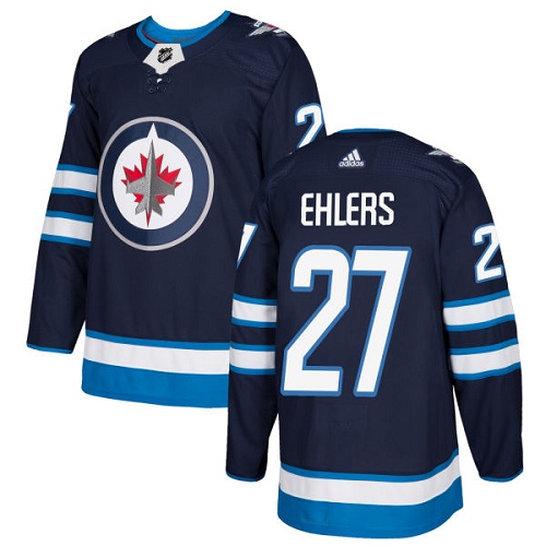 Men's Adidas Winnipeg Jets #27 Nikolaj Ehlers Authentic Navy Blue Home NHL Jersey