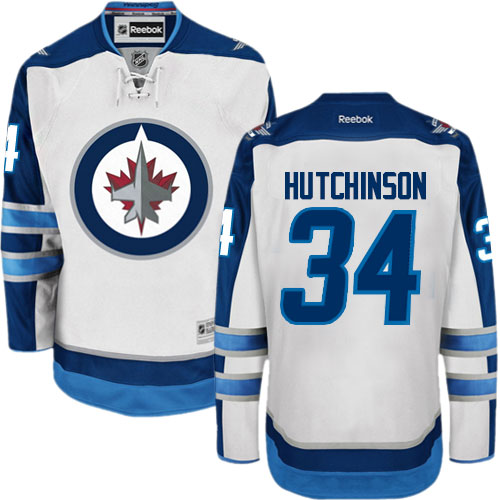 Men's Reebok Winnipeg Jets #34 Michael Hutchinson Authentic White Away NHL Jersey